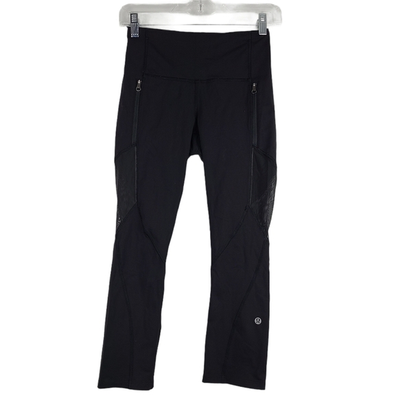 Lululemon Capri‎ Leggings Mesh Panels Sz 4 - Picture 1 of 6